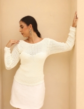 Blusa Pontão Gola Canelada - Off White