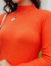 Blusa Básica Gola Alta - Laranja