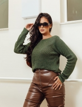 Blusa Lurex Gola Canoa - Verde Militar