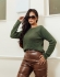 Blusa Lurex Gola Canoa - Verde Militar