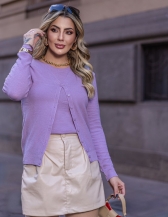 Conjunto Twin Set Gola Canoa - Lilás