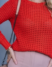 Blusa Pontão Gola Canelada - Laranja