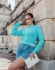 Cropped Gola Alta Trança - Azul Turquesa