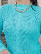 Cropped Gola Alta Trança - Azul Turquesa