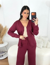 Conjunto Calça e Casaco Modal - Vinho