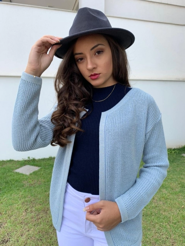 Casaco Pérola Com Brilho - Azul Claro