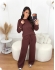 Conjunto Calça e Blusa Gola Redonda - Marrom