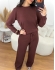 Conjunto Calça e Blusa Gola Redonda - Marrom