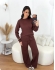 Conjunto Calça e Blusa Gola Redonda - Marrom