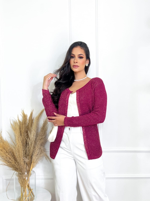 Casaco Pérola Com Brilho - Fuscia