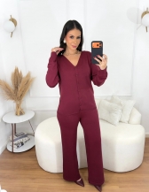 Conjunto Calça e Casaco Modal - Vinho
