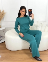 Conjunto Calça e Blusa Canoa Modal - Verde Petróleo