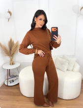 Conjunto Calça e Blusa Gola Alta - Caramelo