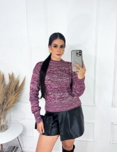Blusa Mesclada Gola Alta - Cereja