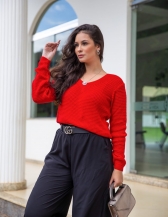 Blusa Pérola Decote V - Vermelho