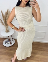 Conjunto Cropped e Saia - Areia