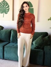Blusa Mesclada Gola Alta - Laranja