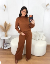 Conjunto Calça e Blusa Gola Alta - Caramelo