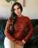 Blusa Mesclada Gola Alta - Laranja