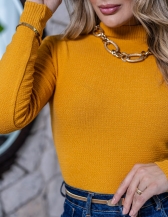Blusa Básica Gola Alta - Mostarda