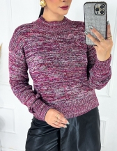 Blusa Mesclada Gola Alta - Cereja