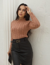 Blusa Gola Alta Trança - Bege Novo