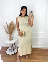 Conjunto Cropped e Saia - Areia