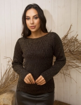 Blusa Lurex Gola Canoa - Preto c/ Dourado