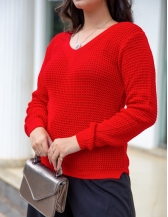 Blusa Pérola Decote V - Vermelho
