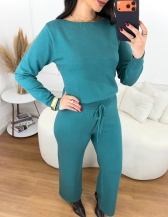 Conjunto Calça e Blusa Canoa Modal - Verde Petróleo
