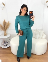 Conjunto Calça e Blusa Canoa Modal - Verde Petróleo